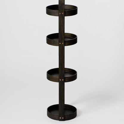 Wireworks Round Caddy 4 Tray Dark Oak
